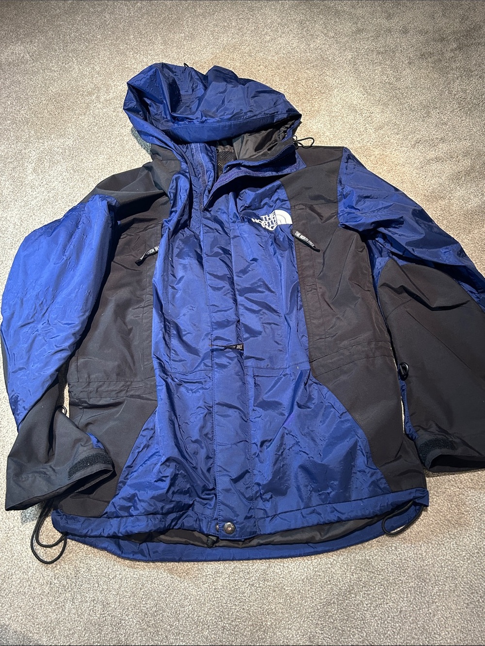 The North Face Gore-Tex Blue and Black Hooded Raincoat